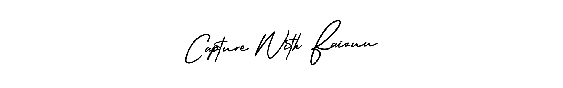 The best way (AmerikaSignatureDemo-Regular) to make a short signature is to pick only two or three words in your name. The name Capture With Faizuu include a total of six letters. For converting this name. Capture With Faizuu signature style 3 images and pictures png