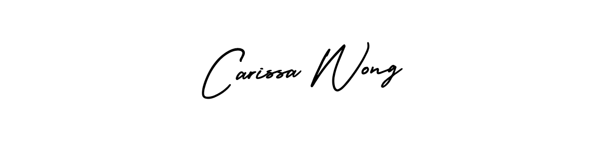 You should practise on your own different ways (AmerikaSignatureDemo-Regular) to write your name (Carissa Wong) in signature. don't let someone else do it for you. Carissa Wong signature style 3 images and pictures png