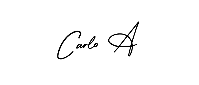 How to make Carlo A name signature. Use AmerikaSignatureDemo-Regular style for creating short signs online. This is the latest handwritten sign. Carlo A signature style 3 images and pictures png