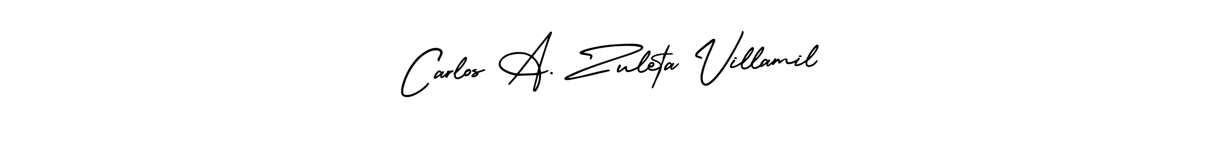 Similarly AmerikaSignatureDemo-Regular is the best handwritten signature design. Signature creator online .You can use it as an online autograph creator for name Carlos A. Zuleta Villamil. Carlos A. Zuleta Villamil signature style 3 images and pictures png