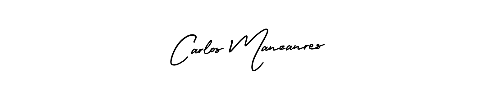 How to make Carlos Manzanres name signature. Use AmerikaSignatureDemo-Regular style for creating short signs online. This is the latest handwritten sign. Carlos Manzanres signature style 3 images and pictures png