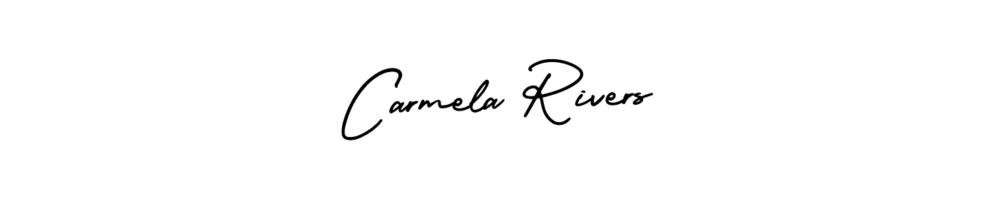 You should practise on your own different ways (AmerikaSignatureDemo-Regular) to write your name (Carmela Rivers) in signature. don't let someone else do it for you. Carmela Rivers signature style 3 images and pictures png