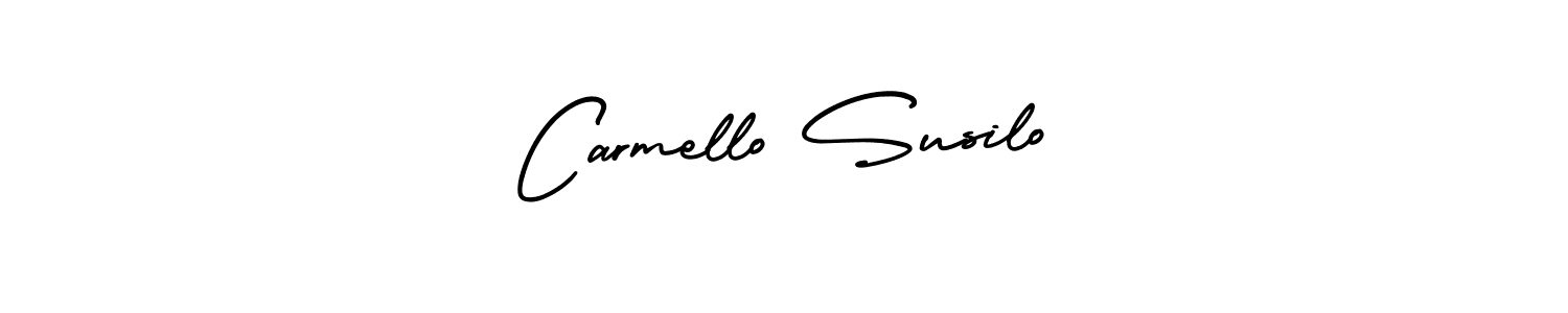 This is the best signature style for the Carmello Susilo name. Also you like these signature font (AmerikaSignatureDemo-Regular). Mix name signature. Carmello Susilo signature style 3 images and pictures png