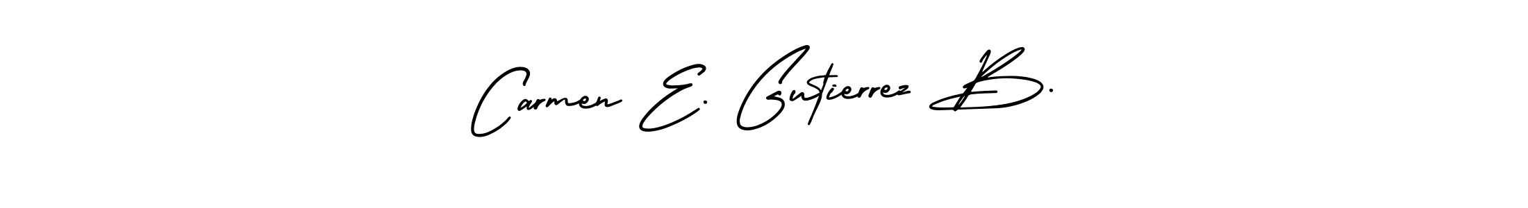 The best way (AmerikaSignatureDemo-Regular) to make a short signature is to pick only two or three words in your name. The name Carmen E. Gutierrez B. include a total of six letters. For converting this name. Carmen E. Gutierrez B. signature style 3 images and pictures png