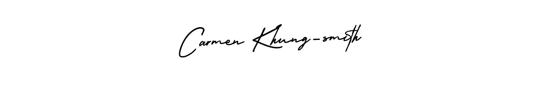 You should practise on your own different ways (AmerikaSignatureDemo-Regular) to write your name (Carmen Khung-smith) in signature. don't let someone else do it for you. Carmen Khung-smith signature style 3 images and pictures png