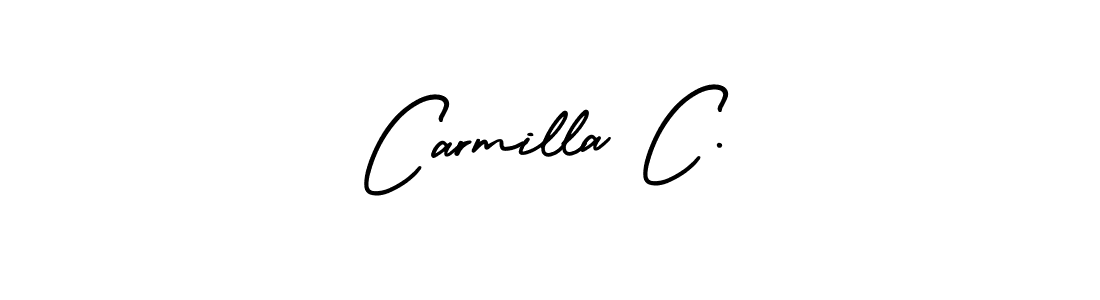 You should practise on your own different ways (AmerikaSignatureDemo-Regular) to write your name (Carmilla C.) in signature. don't let someone else do it for you. Carmilla C. signature style 3 images and pictures png