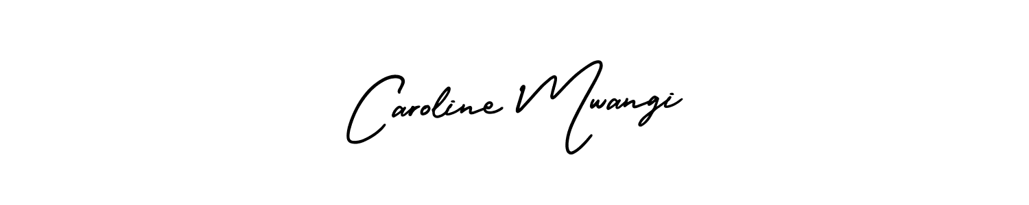 You should practise on your own different ways (AmerikaSignatureDemo-Regular) to write your name (Caroline Mwangi) in signature. don't let someone else do it for you. Caroline Mwangi signature style 3 images and pictures png