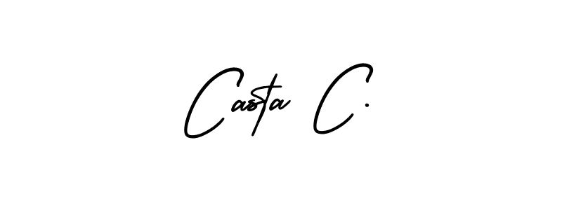 You should practise on your own different ways (AmerikaSignatureDemo-Regular) to write your name (Casta C.) in signature. don't let someone else do it for you. Casta C. signature style 3 images and pictures png