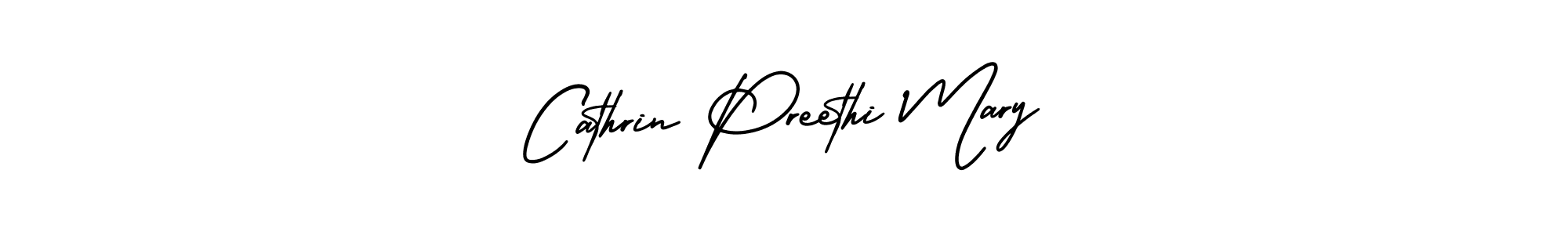 You should practise on your own different ways (AmerikaSignatureDemo-Regular) to write your name (Cathrin Preethi Mary) in signature. don't let someone else do it for you. Cathrin Preethi Mary signature style 3 images and pictures png