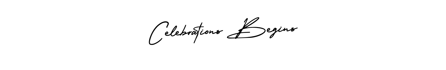 The best way (AmerikaSignatureDemo-Regular) to make a short signature is to pick only two or three words in your name. The name Celebrations Begins include a total of six letters. For converting this name. Celebrations Begins signature style 3 images and pictures png