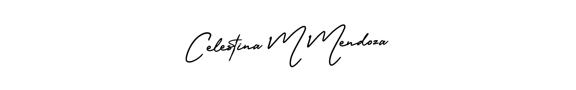 You should practise on your own different ways (AmerikaSignatureDemo-Regular) to write your name (Celestina M Mendoza) in signature. don't let someone else do it for you. Celestina M Mendoza signature style 3 images and pictures png