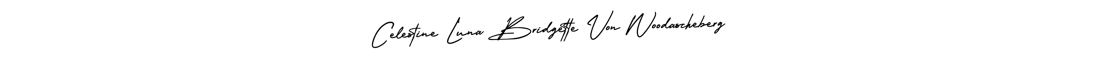 Also You can easily find your signature by using the search form. We will create Celestine Luna Bridgette Von Woodascheberg name handwritten signature images for you free of cost using AmerikaSignatureDemo-Regular sign style. Celestine Luna Bridgette Von Woodascheberg signature style 3 images and pictures png