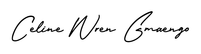 A stylish, flowing autograph style designed for name Celine Wren Gmaengo using AmerikaSignatureDemo-Regular typography. Perfect for digital creative projects. Celine Wren Gmaengo signature style 3 images and pictures png