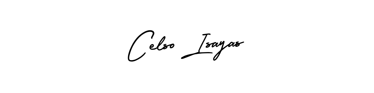 The best way (AmerikaSignatureDemo-Regular) to make a short signature is to pick only two or three words in your name. The name Celso Isayas include a total of six letters. For converting this name. Celso Isayas signature style 3 images and pictures png