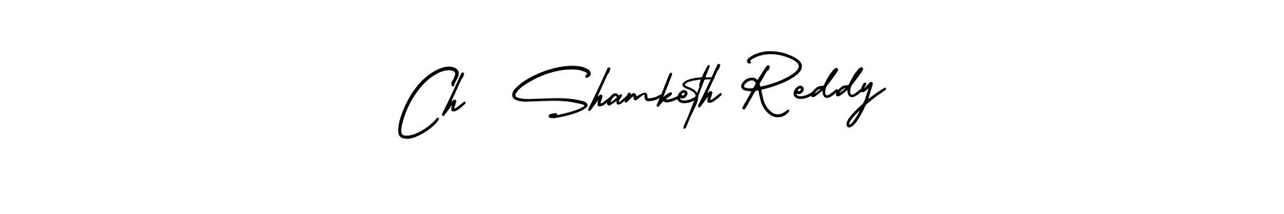 The best way (AmerikaSignatureDemo-Regular) to make a short signature is to pick only two or three words in your name. The name Ch  Shamketh Reddy include a total of six letters. For converting this name. Ch  Shamketh Reddy signature style 3 images and pictures png