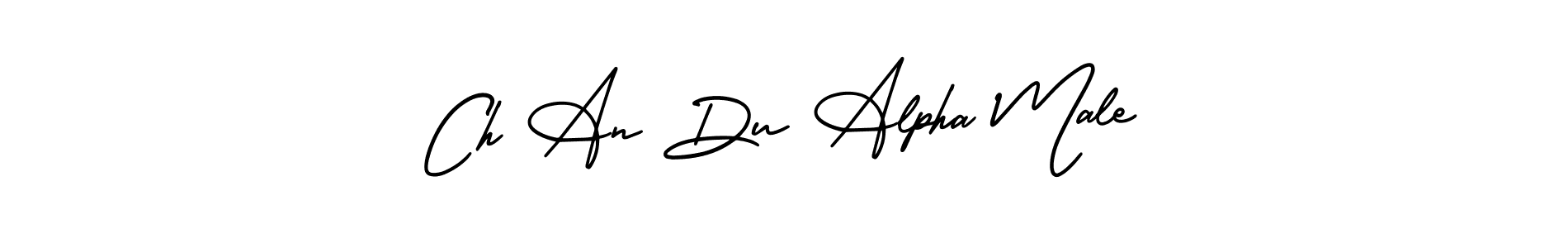 You should practise on your own different ways (AmerikaSignatureDemo-Regular) to write your name (Ch An Du Alpha Male) in signature. don't let someone else do it for you. Ch An Du Alpha Male signature style 3 images and pictures png