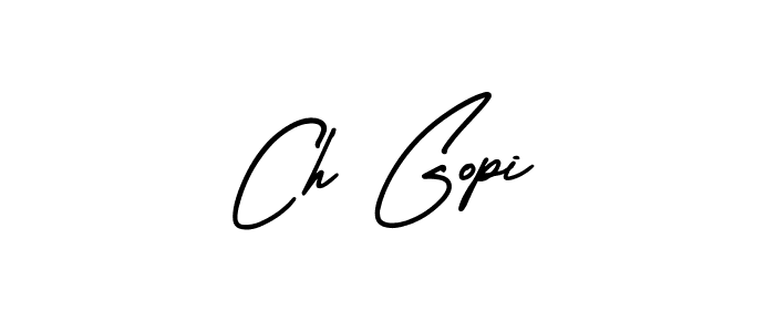 The best way (AmerikaSignatureDemo-Regular) to make a short signature is to pick only two or three words in your name. The name Ch Gopi include a total of six letters. For converting this name. Ch Gopi signature style 3 images and pictures png