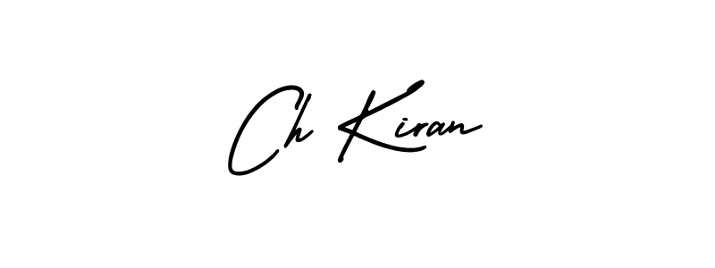 The best way (AmerikaSignatureDemo-Regular) to make a short signature is to pick only two or three words in your name. The name Ch Kiran include a total of six letters. For converting this name. Ch Kiran signature style 3 images and pictures png