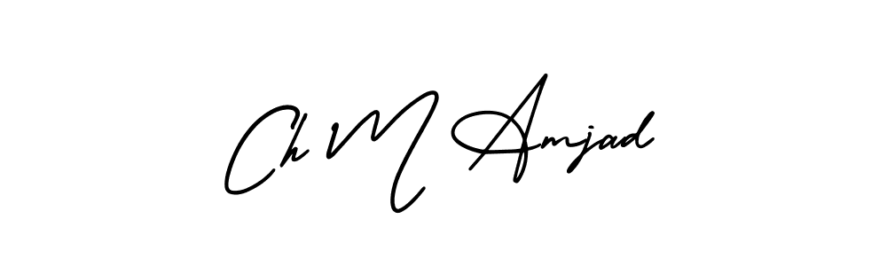 You should practise on your own different ways (AmerikaSignatureDemo-Regular) to write your name (Ch M Amjad) in signature. don't let someone else do it for you. Ch M Amjad signature style 3 images and pictures png