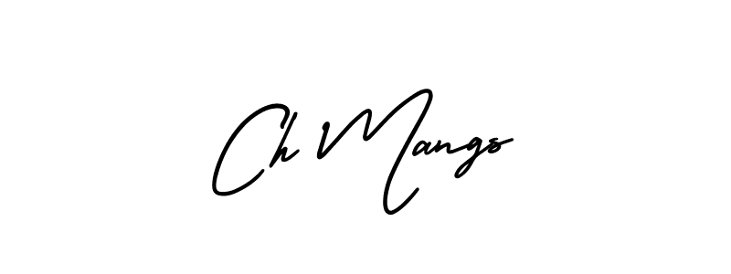 You should practise on your own different ways (AmerikaSignatureDemo-Regular) to write your name (Ch Mangs) in signature. don't let someone else do it for you. Ch Mangs signature style 3 images and pictures png