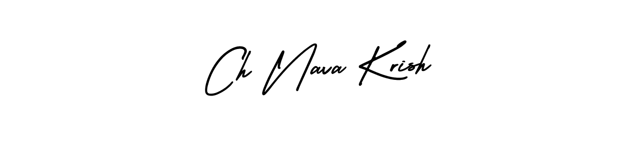 This is the best signature style for the Ch Nava Krish name. Also you like these signature font (AmerikaSignatureDemo-Regular). Mix name signature. Ch Nava Krish signature style 3 images and pictures png