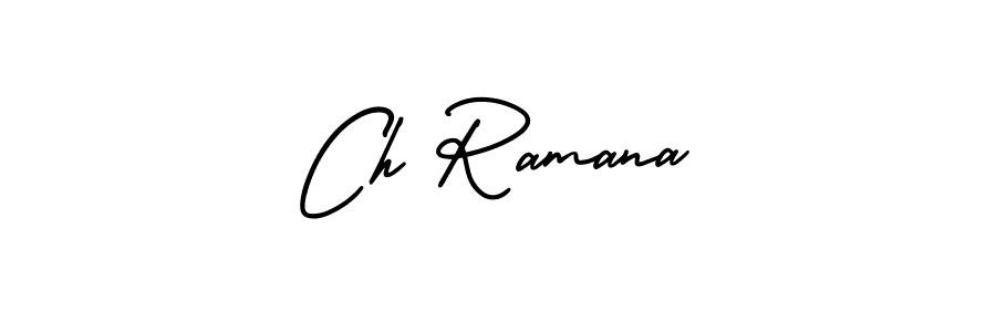 How to make Ch Ramana name signature. Use AmerikaSignatureDemo-Regular style for creating short signs online. This is the latest handwritten sign. Ch Ramana signature style 3 images and pictures png