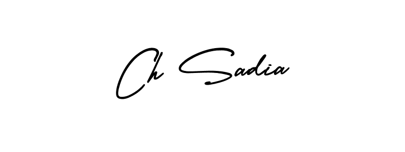 You should practise on your own different ways (AmerikaSignatureDemo-Regular) to write your name (Ch Sadia) in signature. don't let someone else do it for you. Ch Sadia signature style 3 images and pictures png