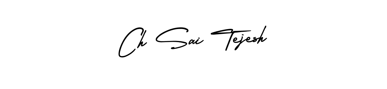 The best way (AmerikaSignatureDemo-Regular) to make a short signature is to pick only two or three words in your name. The name Ch Sai Tejesh include a total of six letters. For converting this name. Ch Sai Tejesh signature style 3 images and pictures png