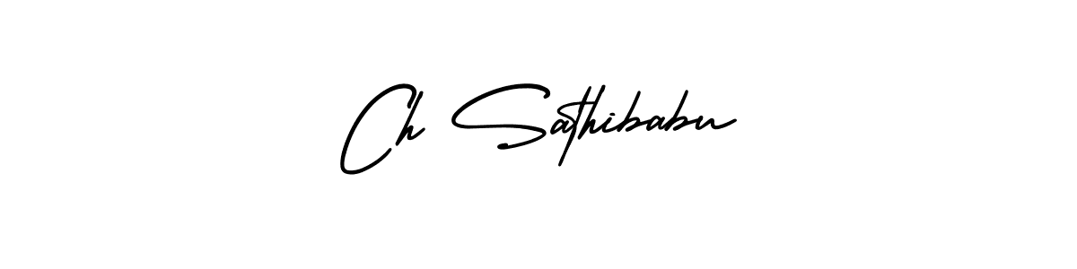 The best way (AmerikaSignatureDemo-Regular) to make a short signature is to pick only two or three words in your name. The name Ch Sathibabu include a total of six letters. For converting this name. Ch Sathibabu signature style 3 images and pictures png