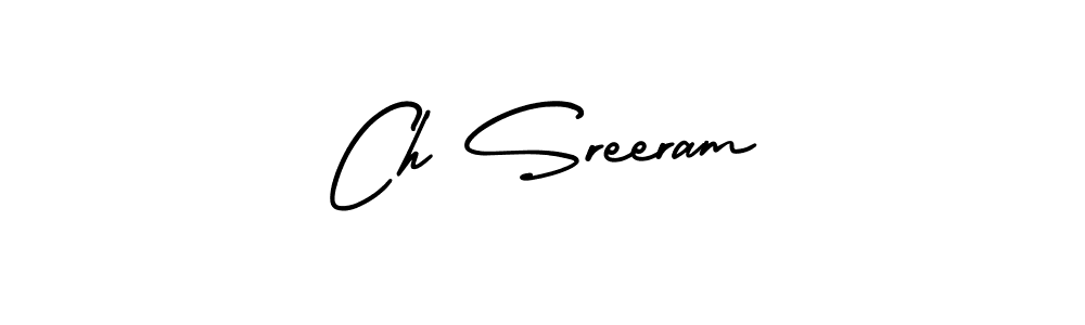 The best way (AmerikaSignatureDemo-Regular) to make a short signature is to pick only two or three words in your name. The name Ch Sreeram include a total of six letters. For converting this name. Ch Sreeram signature style 3 images and pictures png