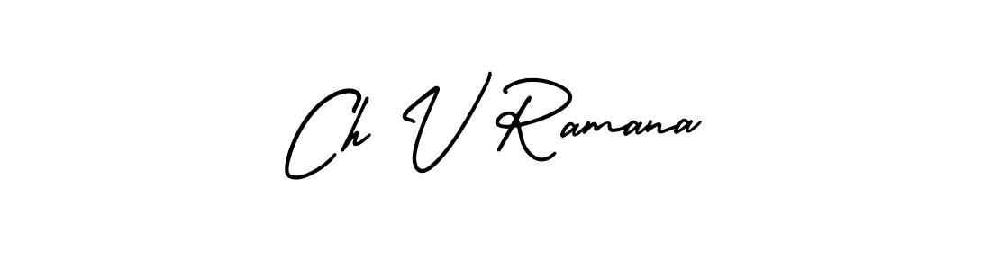 You should practise on your own different ways (AmerikaSignatureDemo-Regular) to write your name (Ch V Ramana) in signature. don't let someone else do it for you. Ch V Ramana signature style 3 images and pictures png