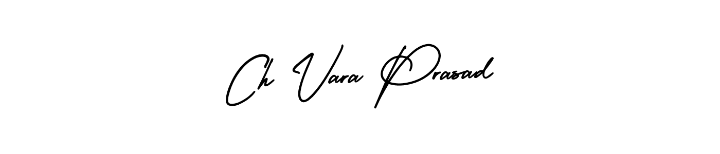 This is the best signature style for the Ch Vara Prasad name. Also you like these signature font (AmerikaSignatureDemo-Regular). Mix name signature. Ch Vara Prasad signature style 3 images and pictures png