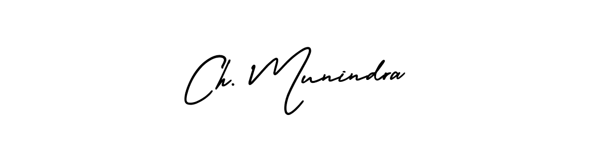 The best way (AmerikaSignatureDemo-Regular) to make a short signature is to pick only two or three words in your name. The name Ch. Munindra include a total of six letters. For converting this name. Ch. Munindra signature style 3 images and pictures png