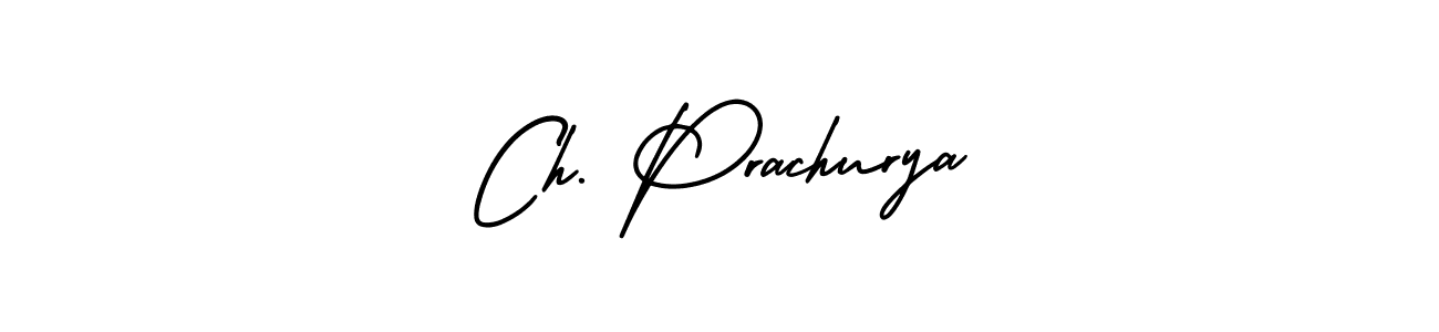 The best way (AmerikaSignatureDemo-Regular) to make a short signature is to pick only two or three words in your name. The name Ch. Prachurya include a total of six letters. For converting this name. Ch. Prachurya signature style 3 images and pictures png