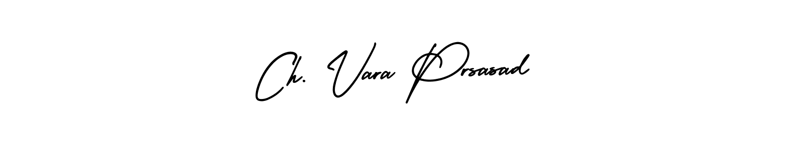 This is the best signature style for the Ch. Vara Prsasad name. Also you like these signature font (AmerikaSignatureDemo-Regular). Mix name signature. Ch. Vara Prsasad signature style 3 images and pictures png