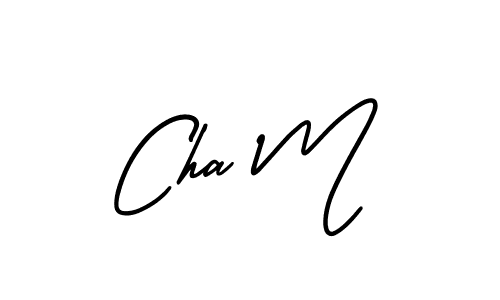 How to make Cha M name signature. Use AmerikaSignatureDemo-Regular style for creating short signs online. This is the latest handwritten sign. Cha M signature style 3 images and pictures png