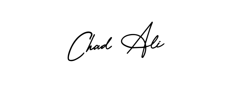 You should practise on your own different ways (AmerikaSignatureDemo-Regular) to write your name (Chad Ali) in signature. don't let someone else do it for you. Chad Ali signature style 3 images and pictures png