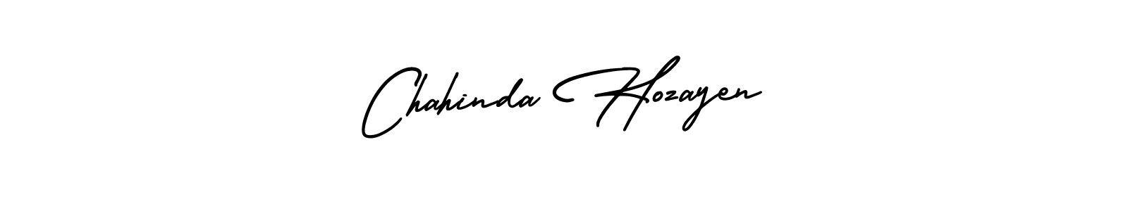 You should practise on your own different ways (AmerikaSignatureDemo-Regular) to write your name (Chahinda Hozayen) in signature. don't let someone else do it for you. Chahinda Hozayen signature style 3 images and pictures png