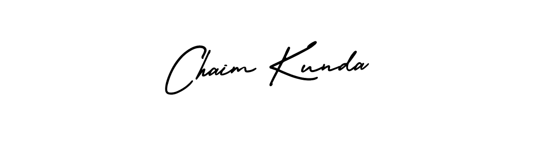 You should practise on your own different ways (AmerikaSignatureDemo-Regular) to write your name (Chaim Kunda) in signature. don't let someone else do it for you. Chaim Kunda signature style 3 images and pictures png