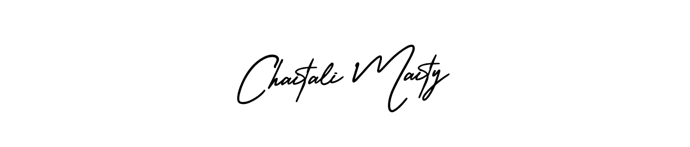 You should practise on your own different ways (AmerikaSignatureDemo-Regular) to write your name (Chaitali Maity) in signature. don't let someone else do it for you. Chaitali Maity signature style 3 images and pictures png