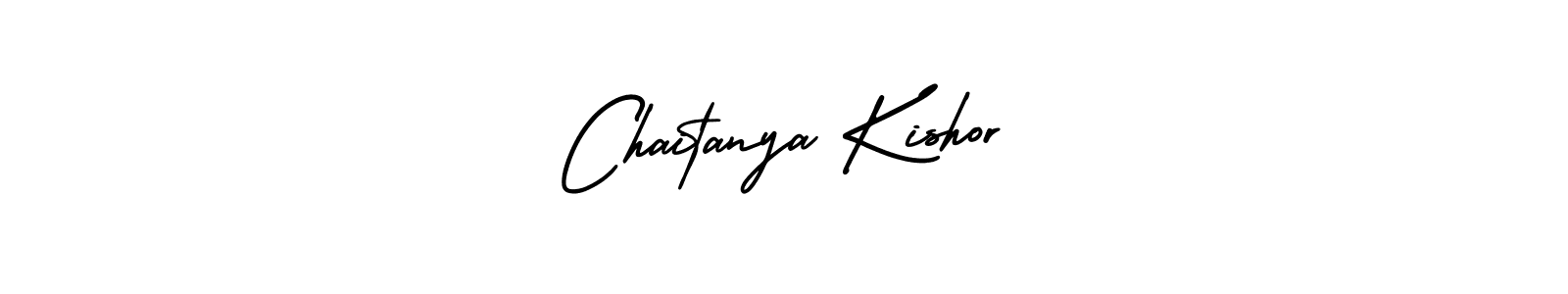 You should practise on your own different ways (AmerikaSignatureDemo-Regular) to write your name (Chaitanya Kishor) in signature. don't let someone else do it for you. Chaitanya Kishor signature style 3 images and pictures png