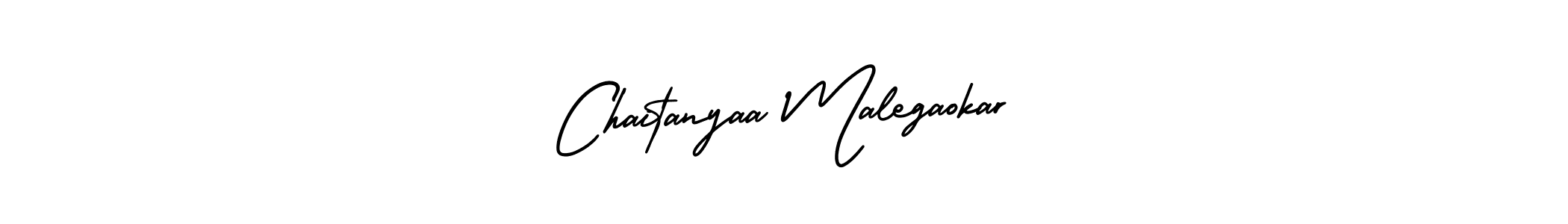 The best way (AmerikaSignatureDemo-Regular) to make a short signature is to pick only two or three words in your name. The name Chaitanyaa Malegaokar include a total of six letters. For converting this name. Chaitanyaa Malegaokar signature style 3 images and pictures png