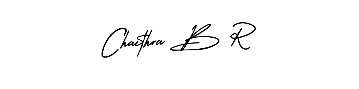 You should practise on your own different ways (AmerikaSignatureDemo-Regular) to write your name (Chaithra B R) in signature. don't let someone else do it for you. Chaithra B R signature style 3 images and pictures png