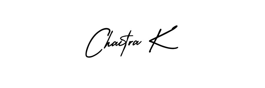 You should practise on your own different ways (AmerikaSignatureDemo-Regular) to write your name (Chaitra K) in signature. don't let someone else do it for you. Chaitra K signature style 3 images and pictures png