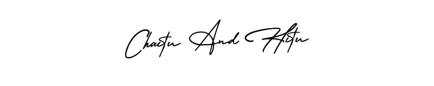 Chaitu And Hitu stylish signature style. Best Handwritten Sign (AmerikaSignatureDemo-Regular) for my name. Handwritten Signature Collection Ideas for my name Chaitu And Hitu. Chaitu And Hitu signature style 3 images and pictures png
