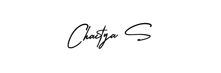 You should practise on your own different ways (AmerikaSignatureDemo-Regular) to write your name (Chaitya S) in signature. don't let someone else do it for you. Chaitya S signature style 3 images and pictures png