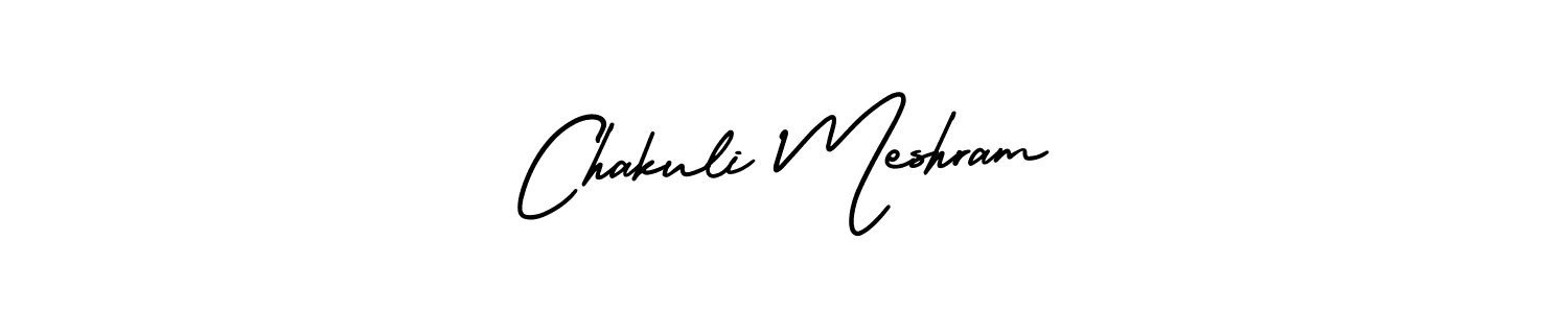 The best way (AmerikaSignatureDemo-Regular) to make a short signature is to pick only two or three words in your name. The name Chakuli Meshram include a total of six letters. For converting this name. Chakuli Meshram signature style 3 images and pictures png