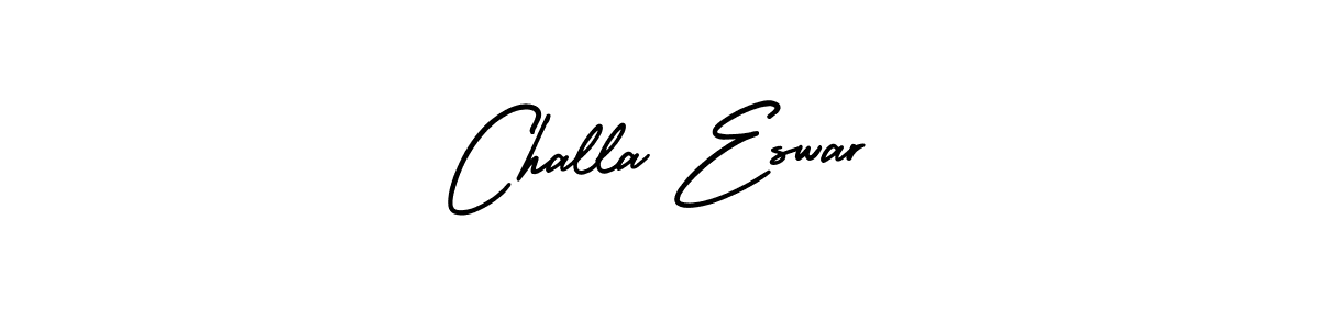The best way (AmerikaSignatureDemo-Regular) to make a short signature is to pick only two or three words in your name. The name Challa Eswar include a total of six letters. For converting this name. Challa Eswar signature style 3 images and pictures png