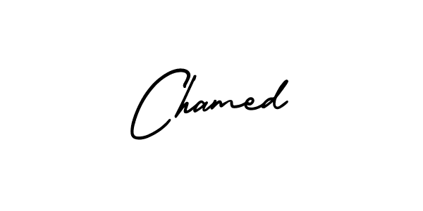Similarly AmerikaSignatureDemo-Regular is the best handwritten signature design. Signature creator online .You can use it as an online autograph creator for name Chamed. Chamed signature style 3 images and pictures png
