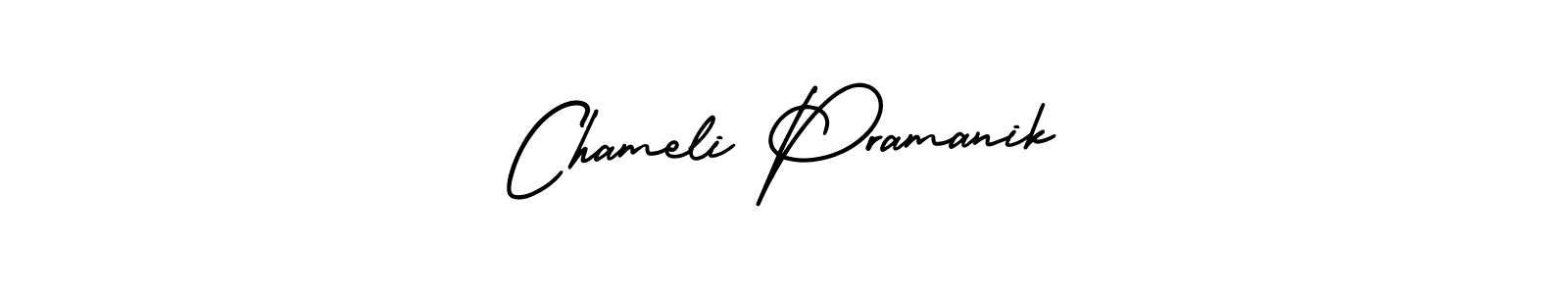 How to make Chameli Pramanik signature? AmerikaSignatureDemo-Regular is a professional autograph style. Create handwritten signature for Chameli Pramanik name. Chameli Pramanik signature style 3 images and pictures png